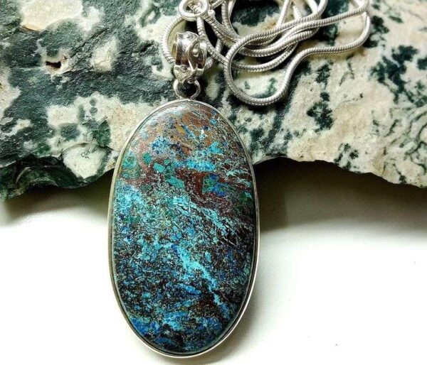 Shattuckite 925 Sterling Silver Pendant - Image 4